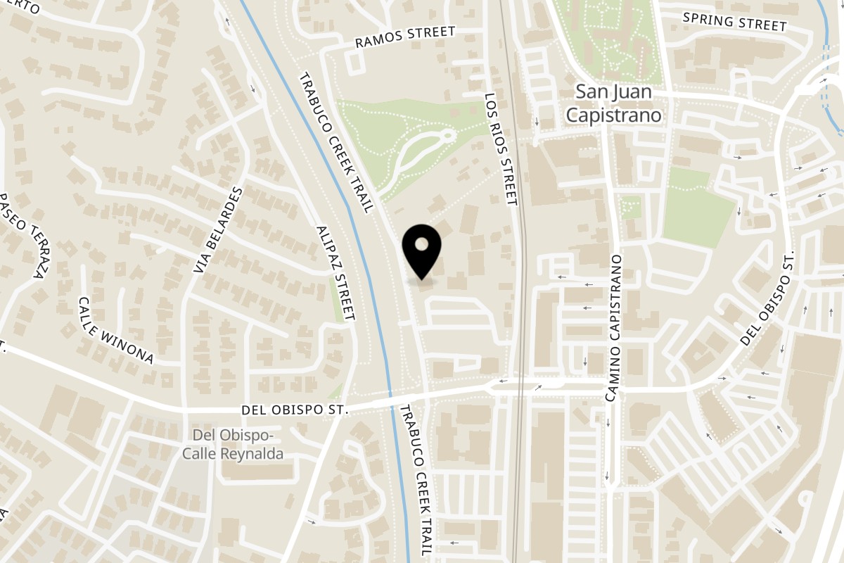 Map showing the location of Bred Hot Chicken San Juan Capistrano on 31856 Paseo Adelanto Red Barn #103 in San Juan Capistrano